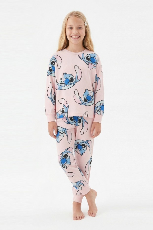 Garson Kız Çocuk %100 Pamuk Reaktif Boyalı Süprem Kumaş Uzun Kollu Pijama Takımı