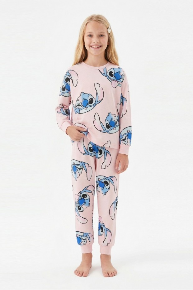 Garson Kız Çocuk %100 Pamuk Reaktif Boyalı Süprem Kumaş Uzun Kollu Pijama Takımı