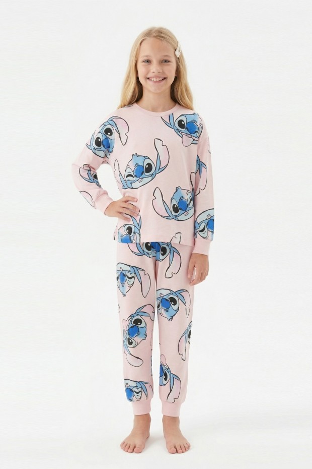 Garson Kız Çocuk %100 Pamuk Reaktif Boyalı Süprem Kumaş Uzun Kollu Pijama Takımı