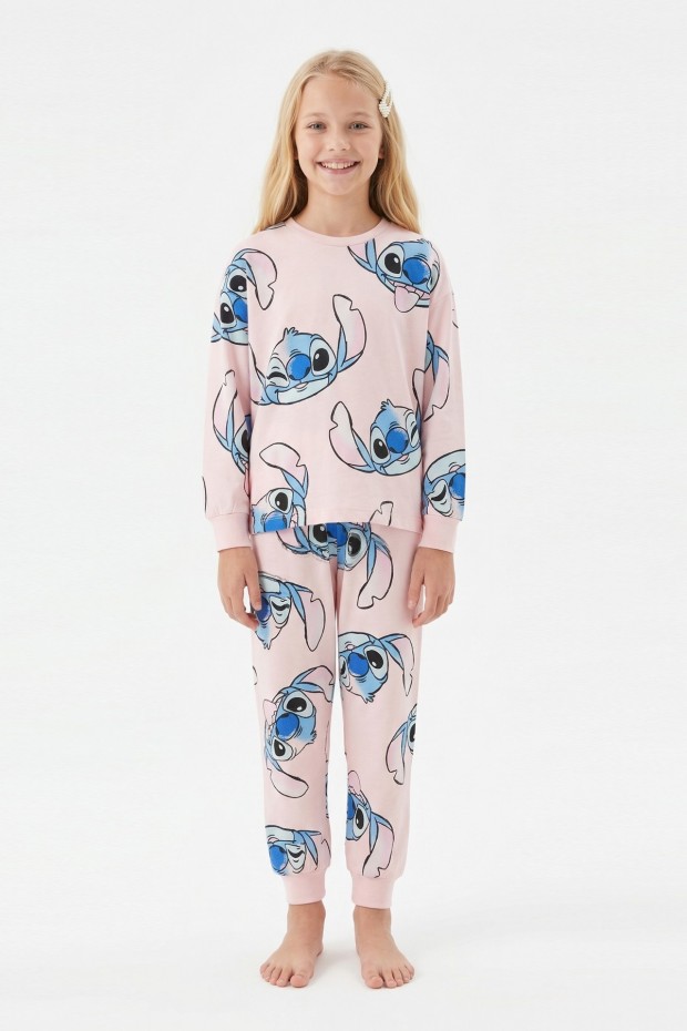 Garson Kız Çocuk %100 Pamuk Reaktif Boyalı Süprem Kumaş Uzun Kollu Pijama Takımı