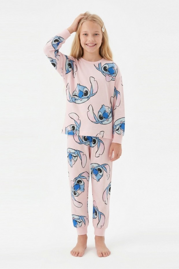 Garson Kız Çocuk %100 Pamuk Reaktif Boyalı Süprem Kumaş Uzun Kollu Pijama Takımı