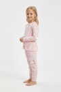 Kız Çocuk Gökkuşağı Baskılı %100 Pamuk İnterlok Kumaş Uzun Kollu Pijama Takımı