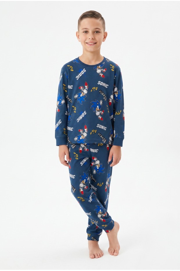 Garson Erkek Çocuk %100 Pamuk Reaktif Boyalı İnterlok Kumaş Pijama Takımı 