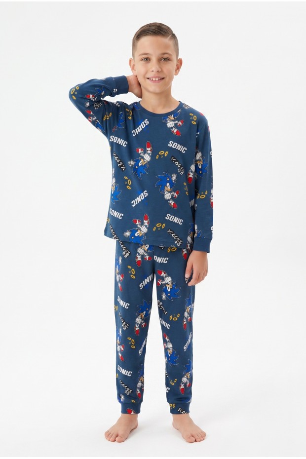 Garson Erkek Çocuk %100 Pamuk Reaktif Boyalı İnterlok Kumaş Pijama Takımı 