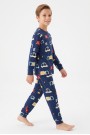 Garson Erkek Çocuk %100 Pamuk Reaktif Boyalı İnterlok Kumaş Araba Baskılı Pijama Takımı 