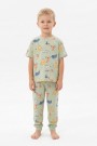 Erkek Çocuk Koala ve Fil Desenli %100 Pamuk Reaktif Boyalı Süprem Kumaş Kısa Kollu Pijama Takımı