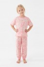 Kız Çocuk Papatya Desenli %100 Pamuk Reaktif Boyalı Süprem Kumaş Kısa Kollu Pijama Takımı