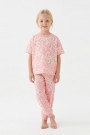 Kız Çocuk Papatya Desenli %100 Pamuk Reaktif Boyalı Süprem Kumaş Kısa Kollu Pijama Takımı