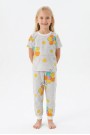 Kız Çocuk Renkli Papatya Çiçek Desenli %100 Pamuk Süprem Kumaş Kısa Kollu Pijama Takımı