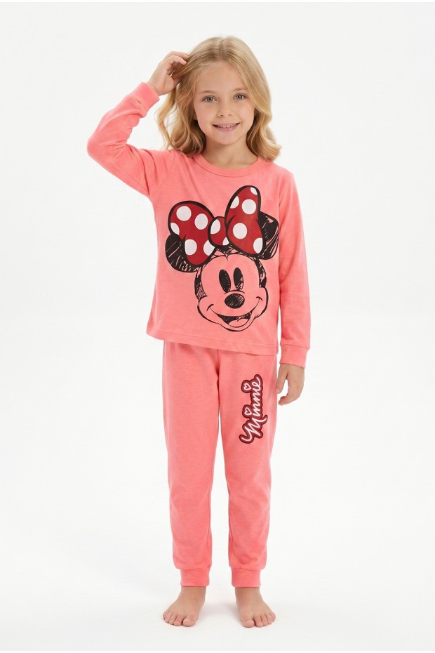 Kız Çocuk Karakter Baskılı %100 Pamuk Süprem Kumaş Uzun Kollu Pijama Takımı