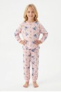 Kız Çocuk Karakter Baskılı %100 Pamuk Süprem Kumaş Uzun Kollu Pijama Takımı  