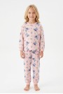 Kız Çocuk Karakter Baskılı %100 Pamuk Süprem Kumaş Uzun Kollu Pijama Takımı  