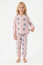 Kız Çocuk Karakter Baskılı %100 Pamuk Süprem Kumaş Uzun Kollu Pijama Takımı  