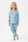 Kız Çocuk Karakter Baskılı %100 Pamuk Süprem Kumaş Uzun Kollu Pijama Takımı 