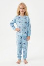 Kız Çocuk Karakter Baskılı %100 Pamuk Süprem Kumaş Uzun Kollu Pijama Takımı 