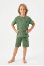 Erkek Çocuk Araba Desenli %100 Pamuk Süprem Kumaş Kısa Kollu Şortlu Pijama Takımı