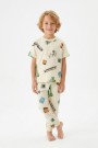 Erkek Çocuk Karakter Baskılı %100 Pamuk Süprem Kumaş Kısa Kollu Pijama Takımı