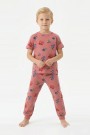 Erkek Çocuk İş Makineleri ve Araç Desenli %100 Pamuk Reaktif Boyalı Süprem Kumaş Kısa Kollu Pijama Takımı