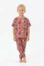 Erkek Çocuk Sörf Tahtalı Karavan ve Palmiye Desenli %100 Pamuk Reaktif Boyalı Süprem Kumaş Kısa Kollu Pijama Takımı
