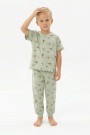 Erkek Çocuk Yelkenli Desenli %100 Pamuk Reaktif Boyalı Süprem Kumaş Kısa Kollu Pijama Takımı
