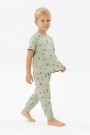 Erkek Çocuk Yelkenli Desenli %100 Pamuk Reaktif Boyalı Süprem Kumaş Kısa Kollu Pijama Takımı