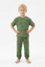 Erkek Çocuk İş Makineleri Desenli %100 Pamuk Reaktif Boyalı Süprem Kumaş Kısa Kollu Pijama Takımı 