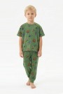 Erkek Çocuk İş Makineleri Desenli %100 Pamuk Reaktif Boyalı Süprem Kumaş Kısa Kollu Pijama Takımı 