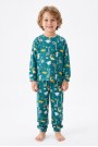 Erkek Çocuk Dinozor Desenli %100 Pamuk Reaktif Boyama İnterlok Kumaşş Uzun Kollu Pijama Takımı