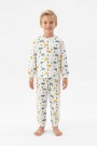 Erkek Çocuk Araba ve Ağaç Desenli %100 Pamuk Reaktif Boyama İnterlok Kumaş Uzun Kollu Pijama Takımı