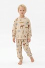 Erkek Çocuk Safari Hayvan Desenli  %100 Pamuk Reaktif Boyalı Süprem Kumaş Kısa Kollu Pijama Takımı