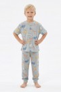 Erkek Çocuk Koala ve Fil Figürlü %100 Pamuk Reaktif Boyalı Süprem Kumaş Kısa Kollu Pijama Takımı