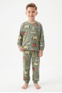 Erkek Çocuk Araba Desenli %100 Pamuk Süprem Kumaş Uzun Kollu Pijama Takımı