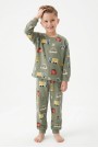 Erkek Çocuk Araba Desenli %100 Pamuk Süprem Kumaş Uzun Kollu Pijama Takımı