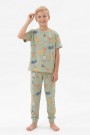 Garson Erkek Çocuk Koala ve Fil Desenli %100 Pamuk Reaktif Boyalı Süprem Kumaş Kısa Kollu Pijama Takımı