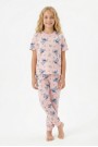 Garson Kız Çocuk Figürlü ve Kalp Desenli %100 Pamuk Penye Süprem Kumaş Kısa Kollu Pijama Takımı