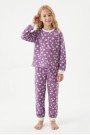 Garson Kız Çocuk Çiçek Desenli %100 Pamuk Süprem Penye Kumaş Kısa Kollu Pijama Takımı