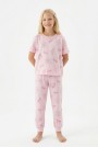 Garson Kız Çocuk Deniz Yıldızı ve İstiridye Desenli %100 Pamuk Reaktif Boyalı Süprem Kumaş Kısa Kollu Pijama Takımı