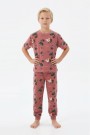 Garson Erkek Çocuk Sörf Tahtalı Karavan ve Palmiye Desenli %100 Pamuk Reaktif Boyalı Süprem Kumaş Kısa Kollu Pijama Takımı