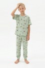 Garson Erkek Çocuk Yelkenli Desenli %100 Pamuk Reaktif Boyalı Süprem Kumaş Kısa Kollu Pijama Takımı