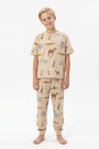 Garson Erkek Çocuk Safari Hayvan Desenli  %100 Pamuk Reaktif Boyalı Süprem Kumaş Kısa Kollu Pijama Takımı