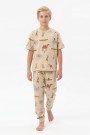 Garson Erkek Çocuk Safari Hayvan Desenli  %100 Pamuk Reaktif Boyalı Süprem Kumaş Kısa Kollu Pijama Takımı