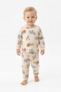 Erkek Bebek Safari Hayvanları Baskılı  %100 Pamuk Reaktif Boyama İnterlok Kumaş Uzun Kollu Pijama Takımı