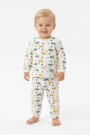 Erkek Bebek Araba ve Ağaç Desenli %100 Pamuk Reaktif Boyama İnterlok Kumaş Uzun Kollu Pijama Takımı