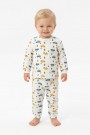 Erkek Bebek Araba ve Ağaç Desenli %100 Pamuk Reaktif Boyama İnterlok Kumaş Uzun Kollu Pijama Takımı