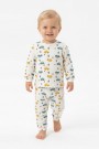 Erkek Bebek Araba ve Ağaç Desenli %100 Pamuk Reaktif Boyama İnterlok Kumaş Uzun Kollu Pijama Takımı