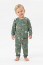 Erkek Bebek Oyun Karakterleri Baskılı %100 Pamuk Reaktif Boyama İnterlok Kumaş Uzun Kollu Pijama Takımı
