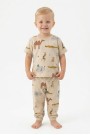Erkek Bebek Safari Hayvan Desenli  %100 Pamuk Reaktif Boyalı Süprem Kumaş Kısa Kollu Pijama Takımı