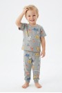 Erkek Bebek Koala ve Fil Figürlü %100 Pamuk Reaktif Boyalı Süprem Kumaş Kısa Kollu Pijama Takımı