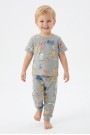 Erkek Bebek Koala ve Fil Figürlü %100 Pamuk Reaktif Boyalı Süprem Kumaş Kısa Kollu Pijama Takımı