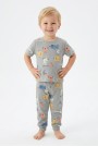 Erkek Bebek Koala ve Fil Figürlü %100 Pamuk Reaktif Boyalı Süprem Kumaş Kısa Kollu Pijama Takımı